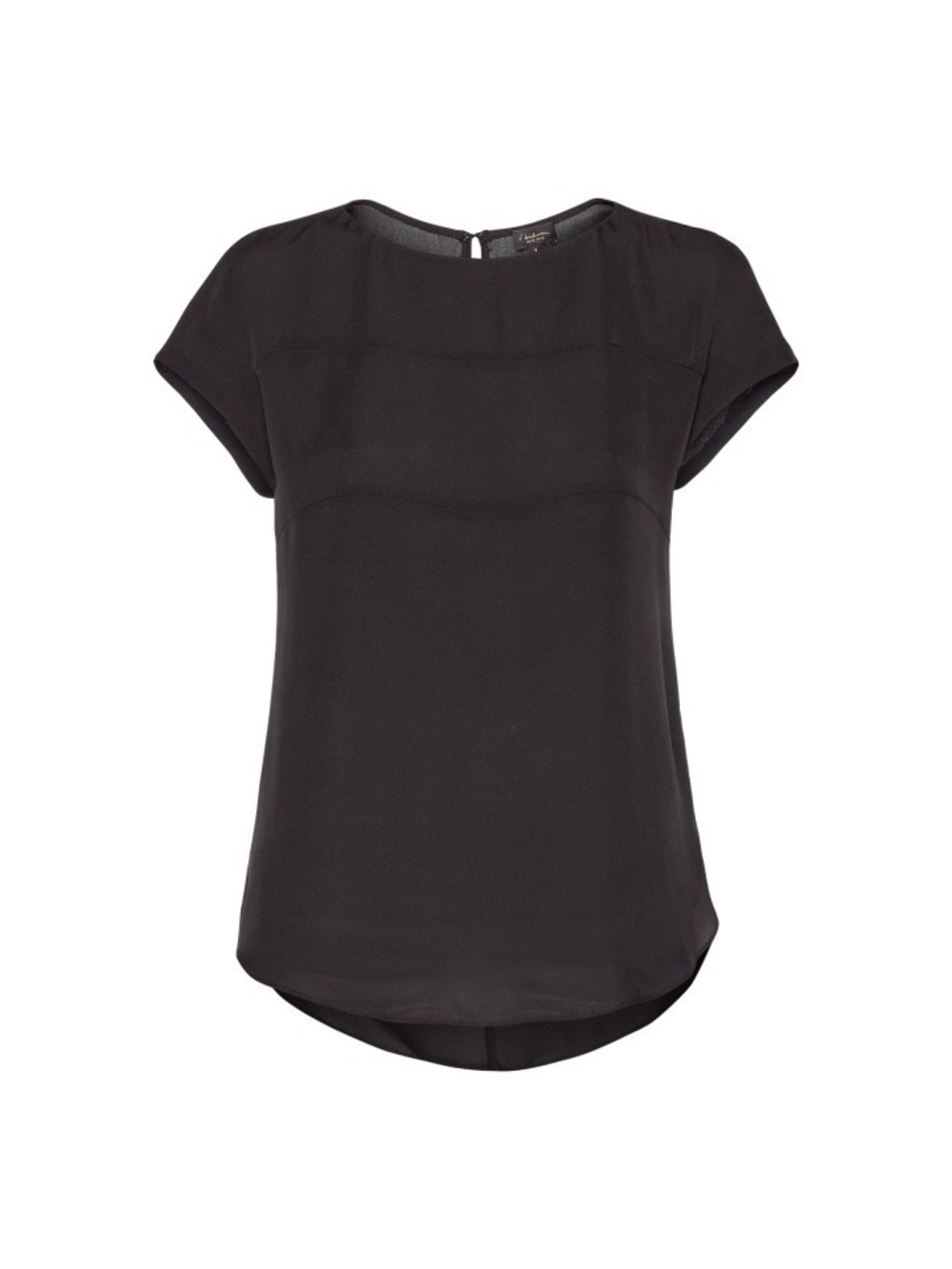 Babaton | Silk Black Cap-Sleeve Blouse